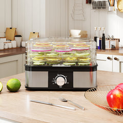 Fynco - 5 Tier Food Dehydrator, 245W Stainless Steel Food Dryer Machine with Adjustable Temperature for Drying Fruit, Meat, Vegetable, Jerky and Pet Treat, Black