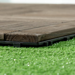 27 Pcs Wooden Interlocking Decking Tiles, 30 x 30 cm Outdoor Flooring Tiles, 2.5㎡ per Pack, for Patio, Balcony, Terrace, Hot Tub, Charcoal Grey