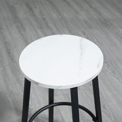 Three-Piece Marble-Effect Bar Table Set - White/Black