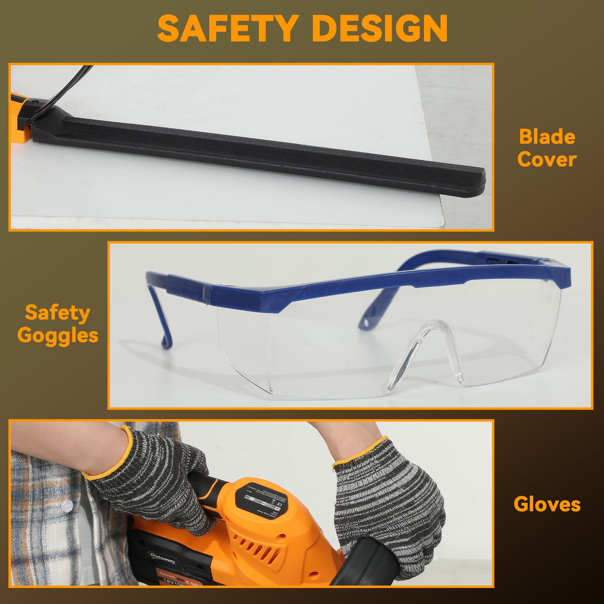 20" Cordless Hedge Trimmer, 21V Electric Hedge Cutter with 51cm Dual Action Blade, 2 x 4000mAh Batteries and Brushless Motor for Garden Branches, Shrubs, Twigs, Orange