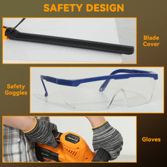 20" Cordless Hedge Trimmer, 21V Electric Hedge Cutter with 51cm Dual Action Blade, 2 x 4000mAh Batteries and Brushless Motor for Garden Branches, Shrubs, Twigs, Orange