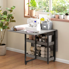 Four-Person Drop Leaf Table - Grey Wood-Effect