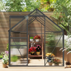 Fynco - 190 x 253 cm Walk-In Polycarbonate Greenhouse - Dark Grey