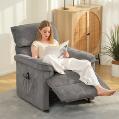 Fynco - Corduroy Electric Massage Recliner - Grey