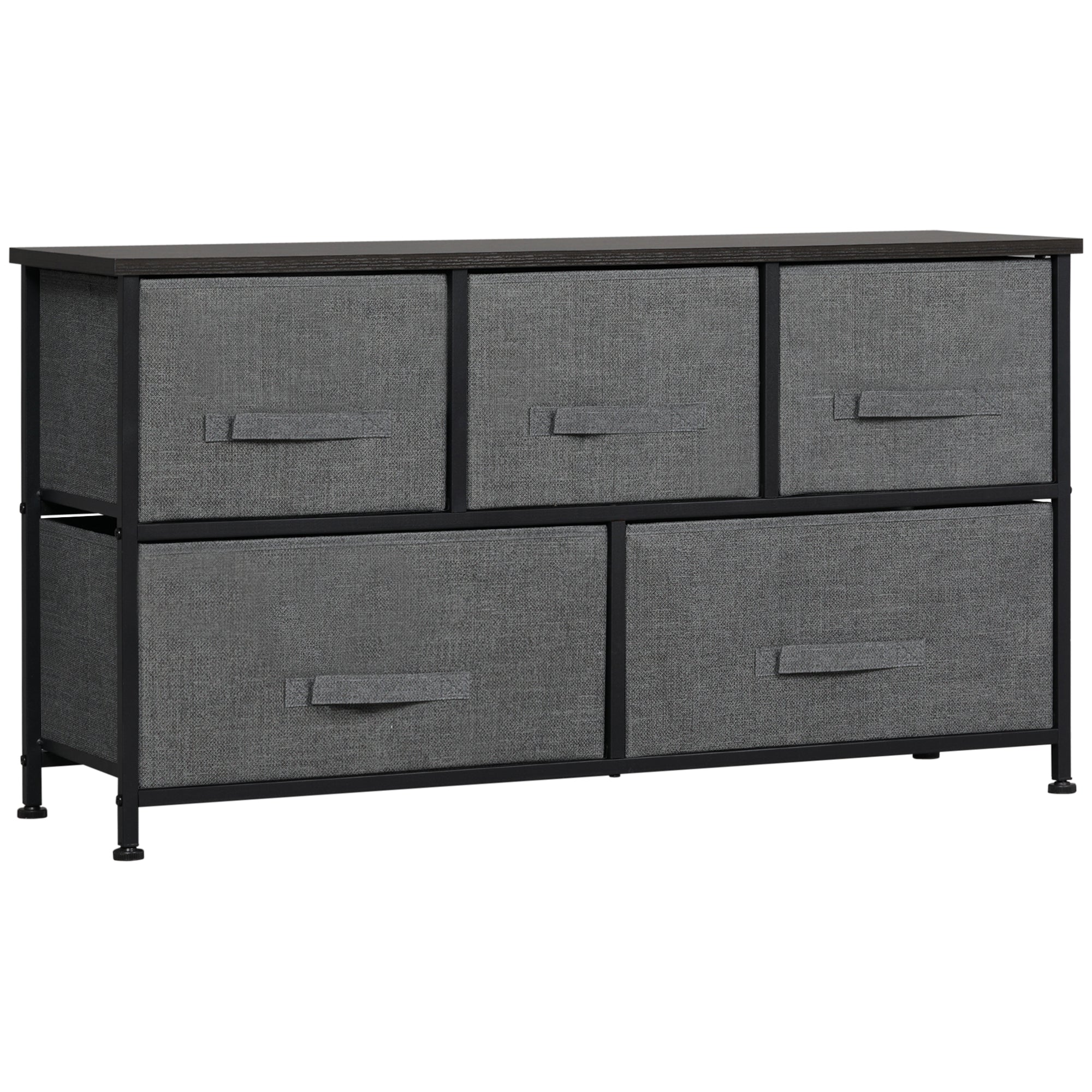 Chest of Five Fabric Drawers - Grey