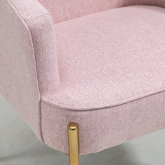 Accent Chair, Living Room Armchair, Vanity Chair with Gold Plating Metal Legs and Soft Padded Seat for Bedroom and Café, Set of 2, Pink