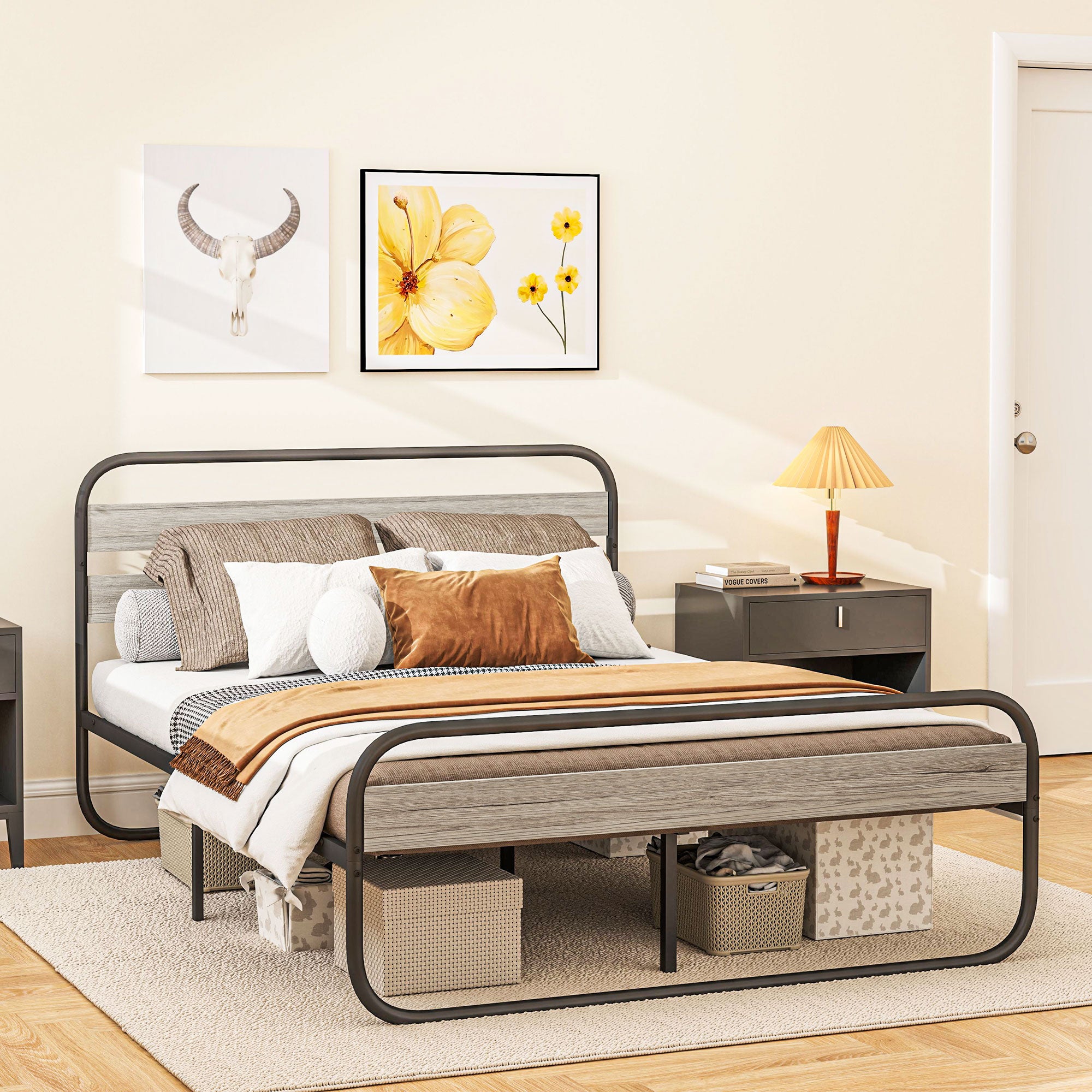 King Size Steel Industrial Bed Frame - Black