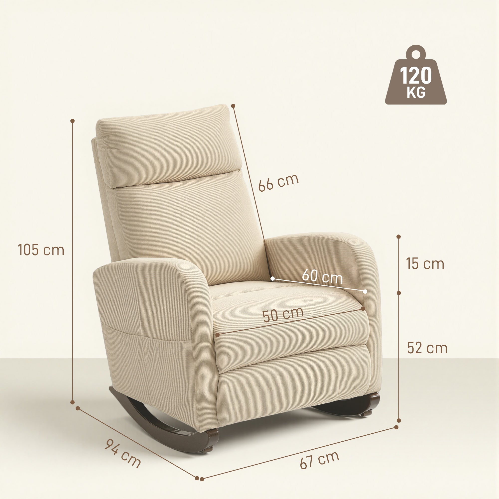 Fynco - Corduroy Rocking Armchair - Beige