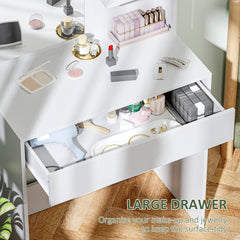 Fynco - Dressing Table with Mirror and Storage - White