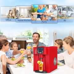 Fynco - 3L Ice Maker Machine and Water Dispenser, 12kg in 24H, 2 Sizes 9 Ice Cubes Ready in 6-10 Mins Ice Machine, Red