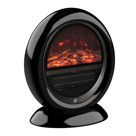 Fynco - Freestanding Electric Fireplace Indoor Space Table Top Heater with Realistic Flame Effect, Rotatable Head, Overheating Protection, 1500W, Black