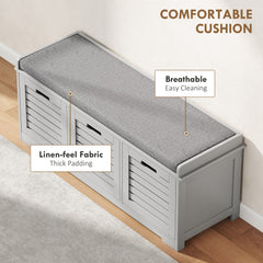 Fynco - 3-Drawer Shoe Storage Bench - Grey