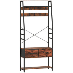 Fynco - 6-in-1 Industrial-Style Hallway Organiser - Brown/Black