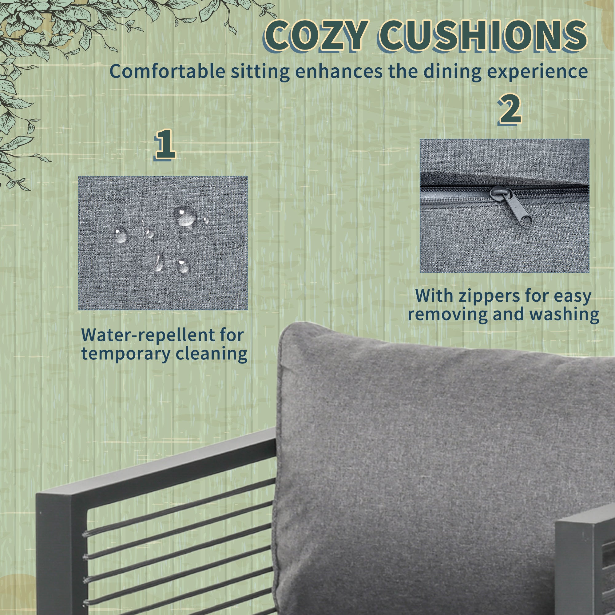 Nine-Piece Aluminium Garden Set, with Glass-Top Table - Grey