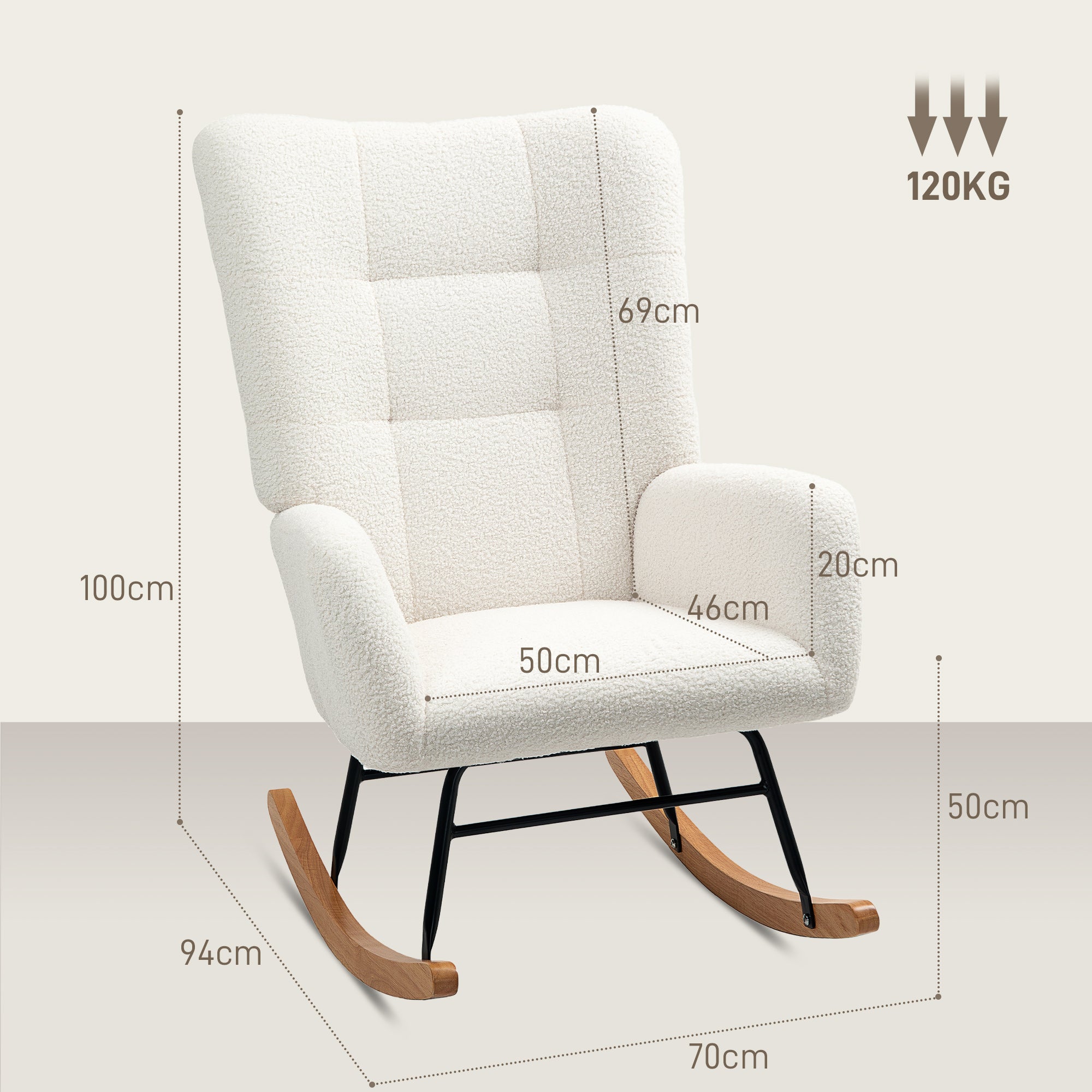 Teddy Fleece Rocking Chair - Cream White