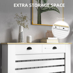 Fynco - 95.5H x 111Wcm Radiator Cover, with Drawer - White