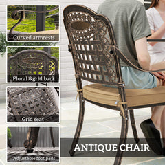 Five-Piece Cast Aluminium Garden Dining Set - Bronze Tone