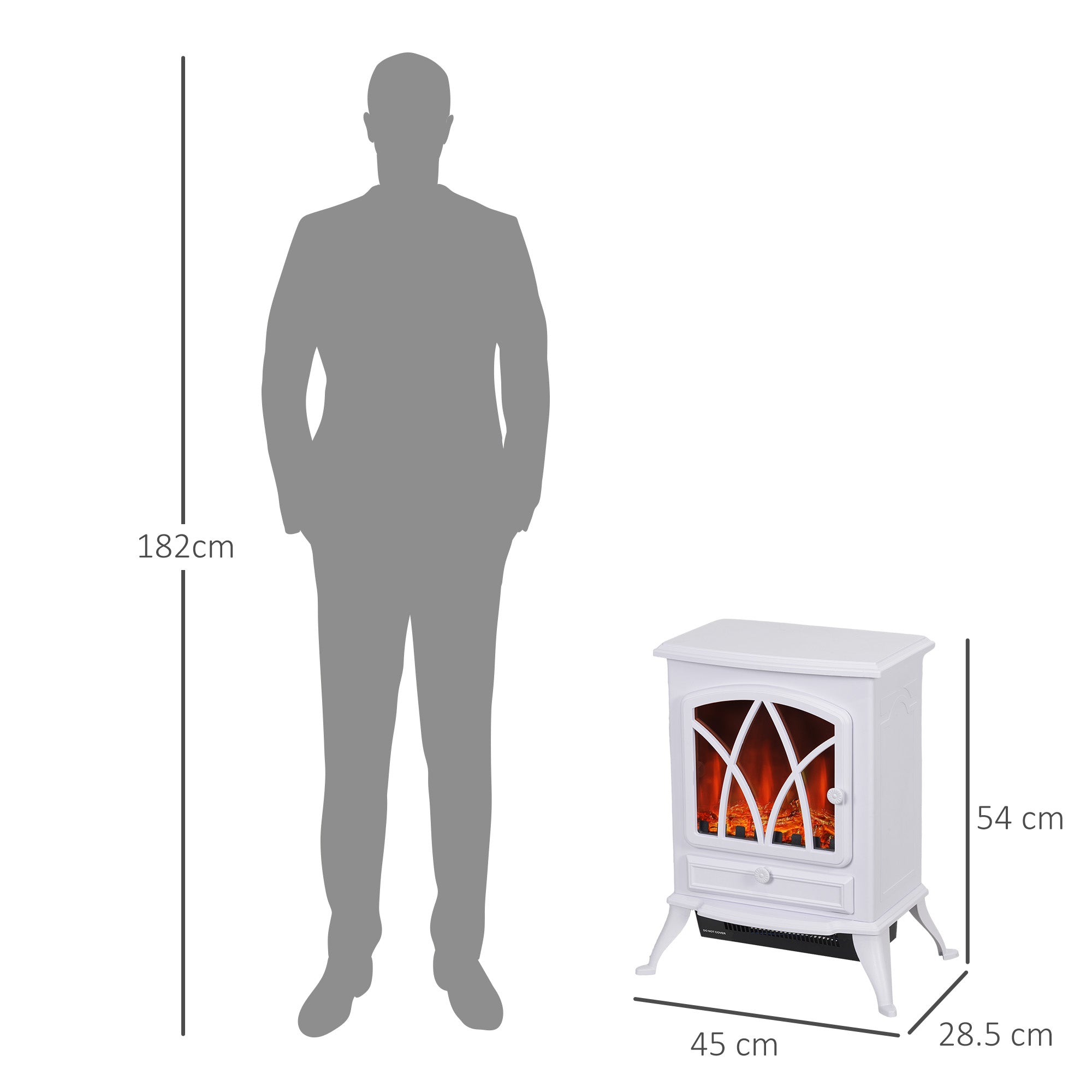 Fynco - 1kW-2kW Vintage Electric Fireplace Heater - White