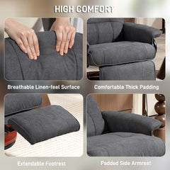 Fynco - Reclining Swivel Chair, with Footrest - Grey