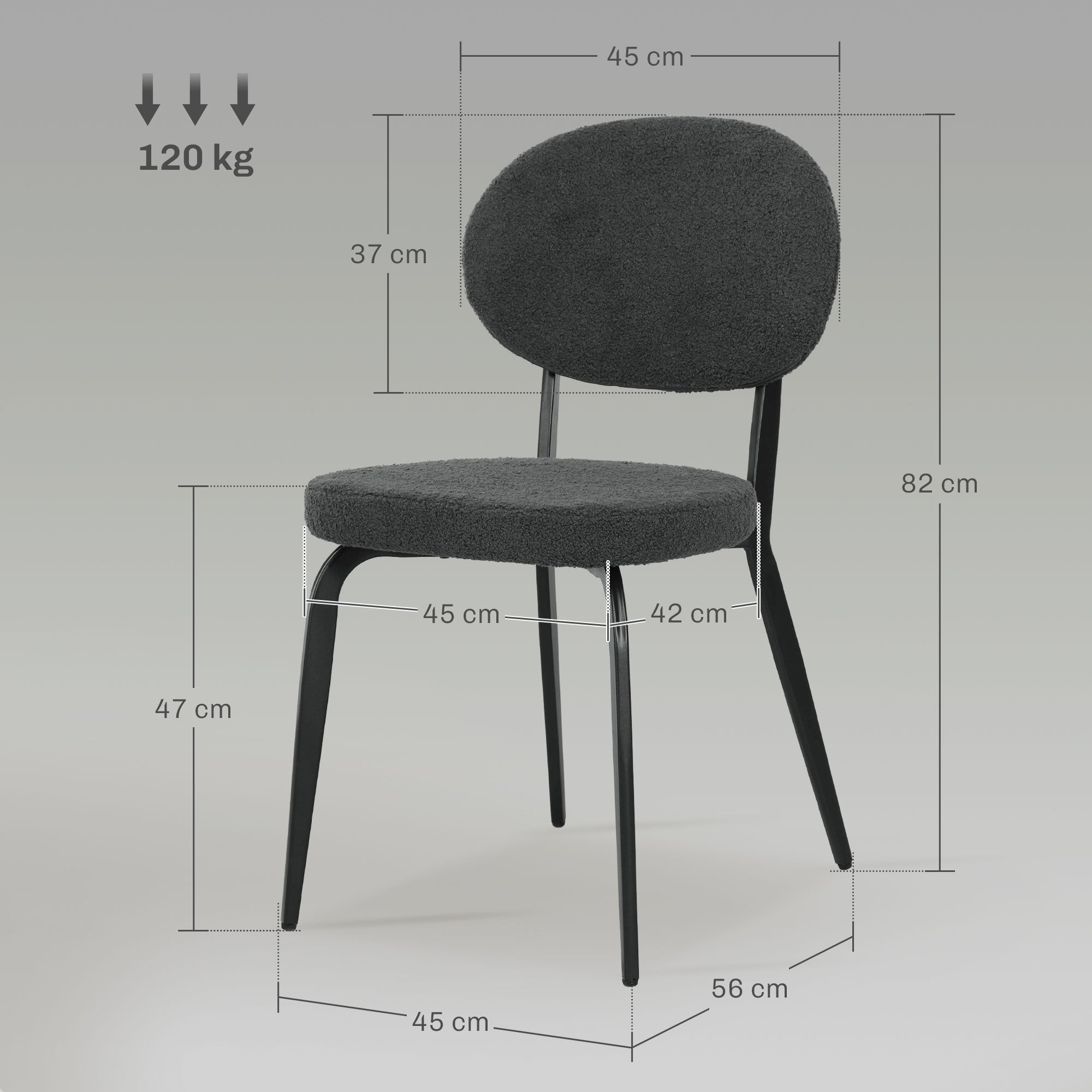 Set of Four Boucle Dining Chairs - Black