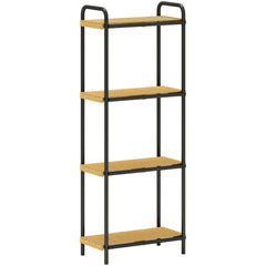 Fynco - 4-Tier Bamboo Bathroom Storage Shelf, Freestanding Narrow Shelving Unit with Slatted Shelves for Kitchen Bathroom Living Room, 41.5 x 21.5 x 106 cm, Natural and Black