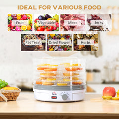 5 Tier Food Dehydrator, 245W Food Dryer Machine with Adjustable Temperature Control for Drying Fruit, Meat, Vegetable, Jerky and Pet Treat, White