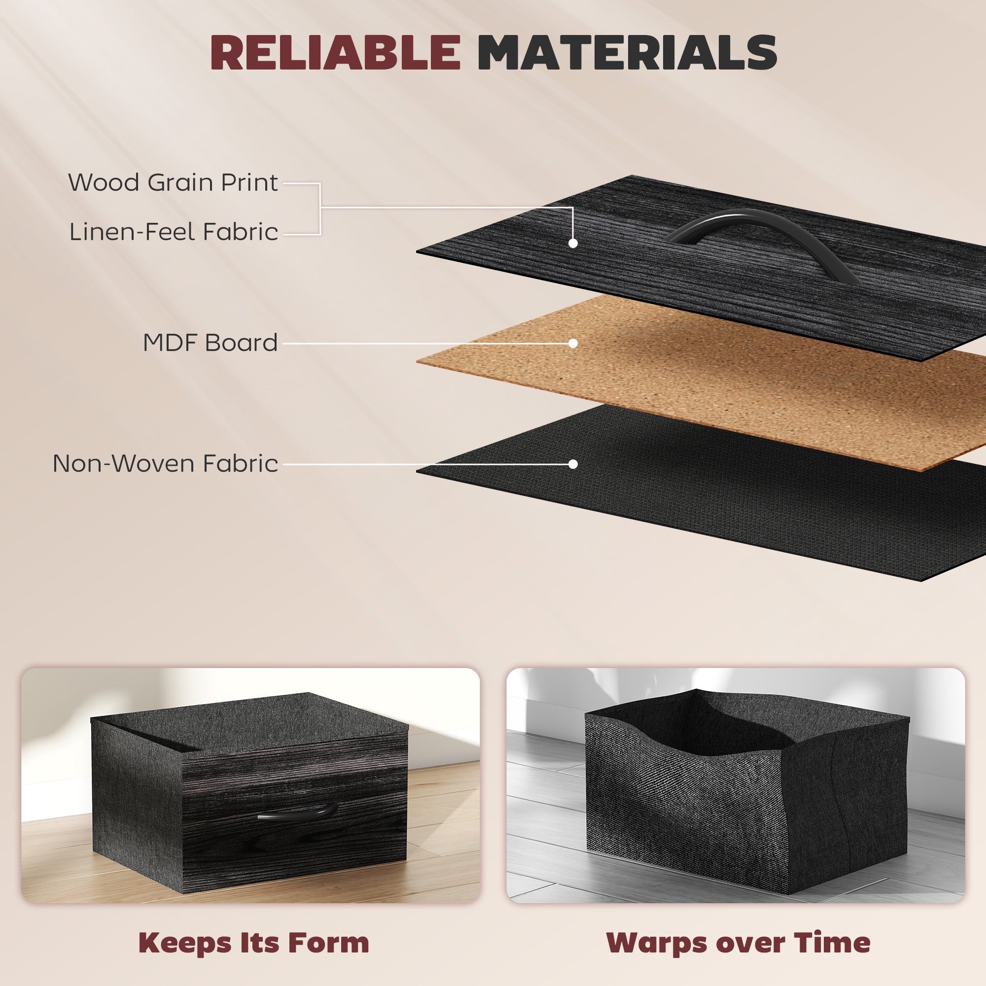 Chest of Eight Fabric Drawers - Black