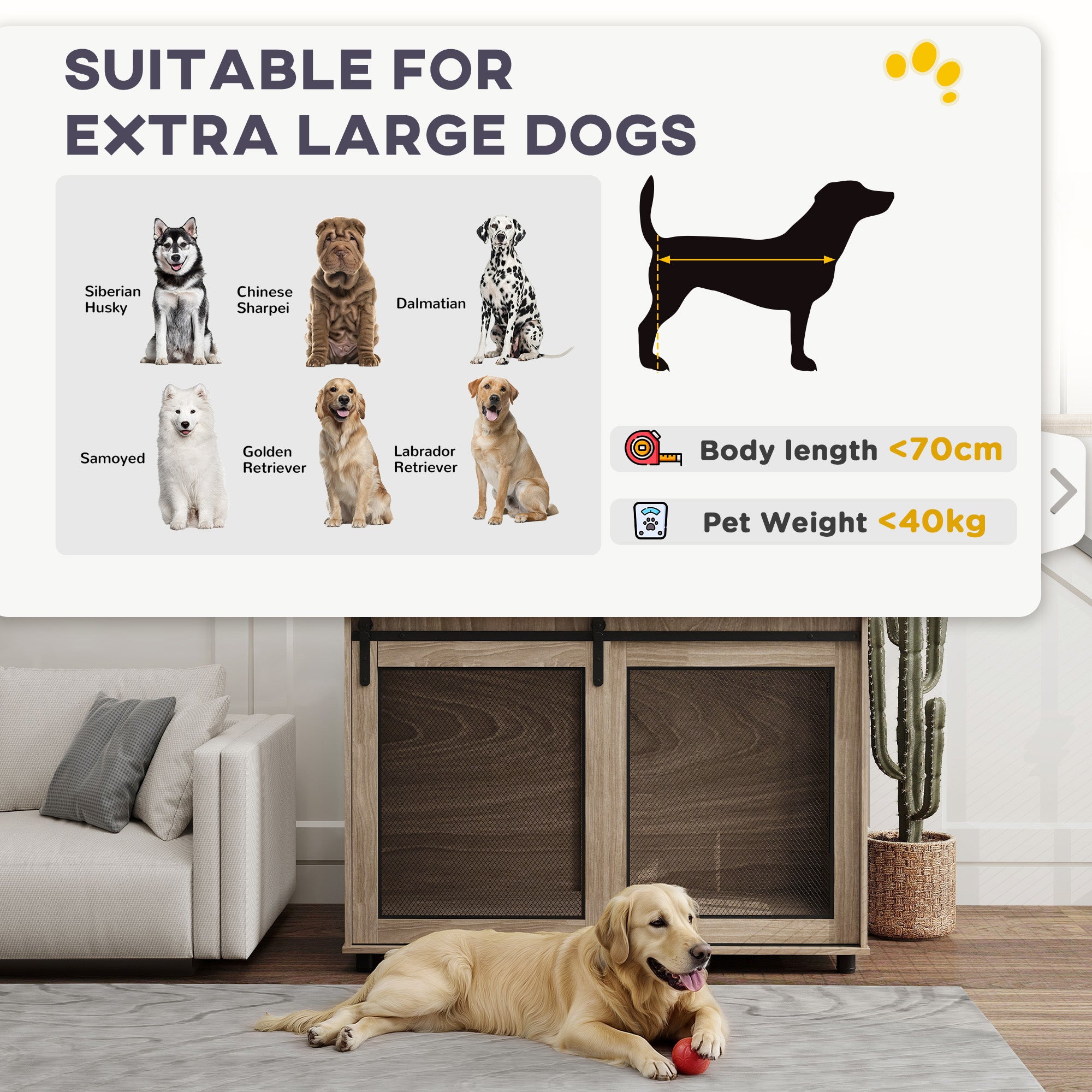 Dog Crate Furniture with Sliding Door for XL Dogs, Brown