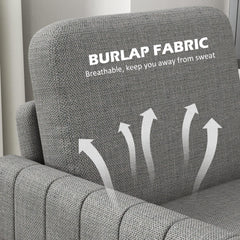 Modern Boxy Linen-Look Armchair - Light Grey
