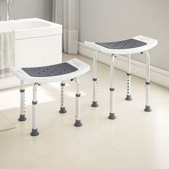 Fynco - Shower Chair, Adjustable Height Shower Stool with Aluminium Frame and Non-Slip Feet, Bathtub Stool Seat for Elderly Disabled Handicap, Grey