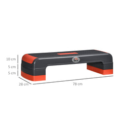 Aerobic Step, 10cm, 15cm & 20cm Height Adjustable Exercise Stepper for Exercise Workout, Nonslip Step Board Great for Home & Office, Grey and Red