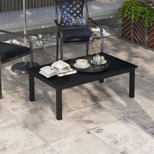 100cm x 60cm Aluminium Outdoor Coffee Table - Black