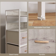 Rustic Chest of Seven Fabric Drawers - Natural Wood Finish