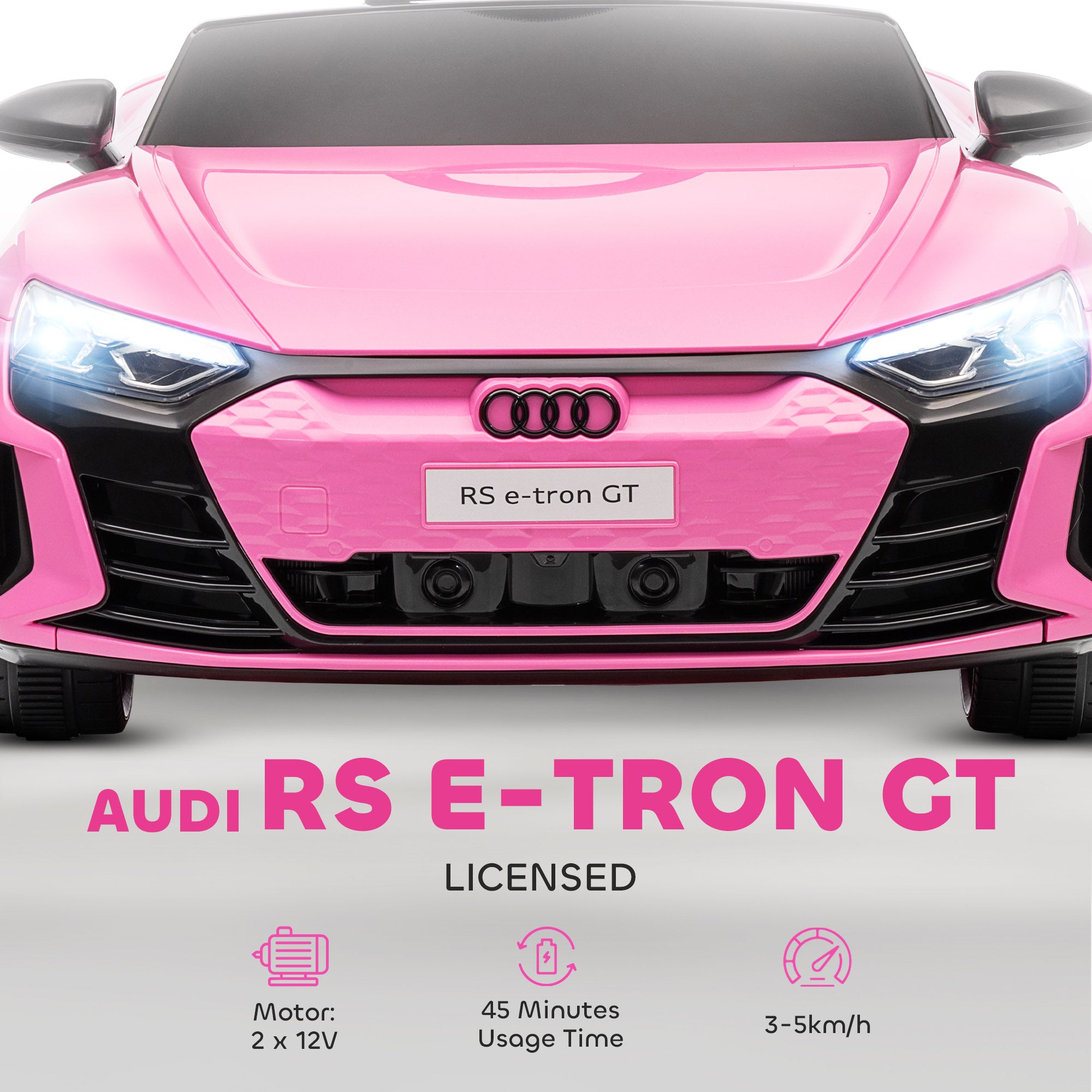 Audi Licensed 12V Kids Electric Ride-On, with Remote Control, Suspension System, Lights, Music, Motor - Pink