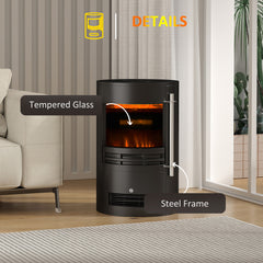 Fynco - 1000W/2000W Freestanding Electric Fireplace, Indoor Heater Fire Stove with Log Burner Effect Flame, Thermostat Control
