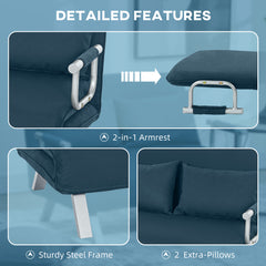 Two-Seater Click-Clack Sofa Bed - Navy Blue