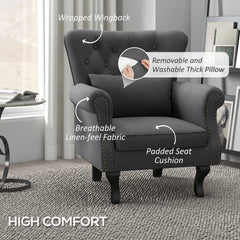 Chesterfield-Style Accent Chair - Grey