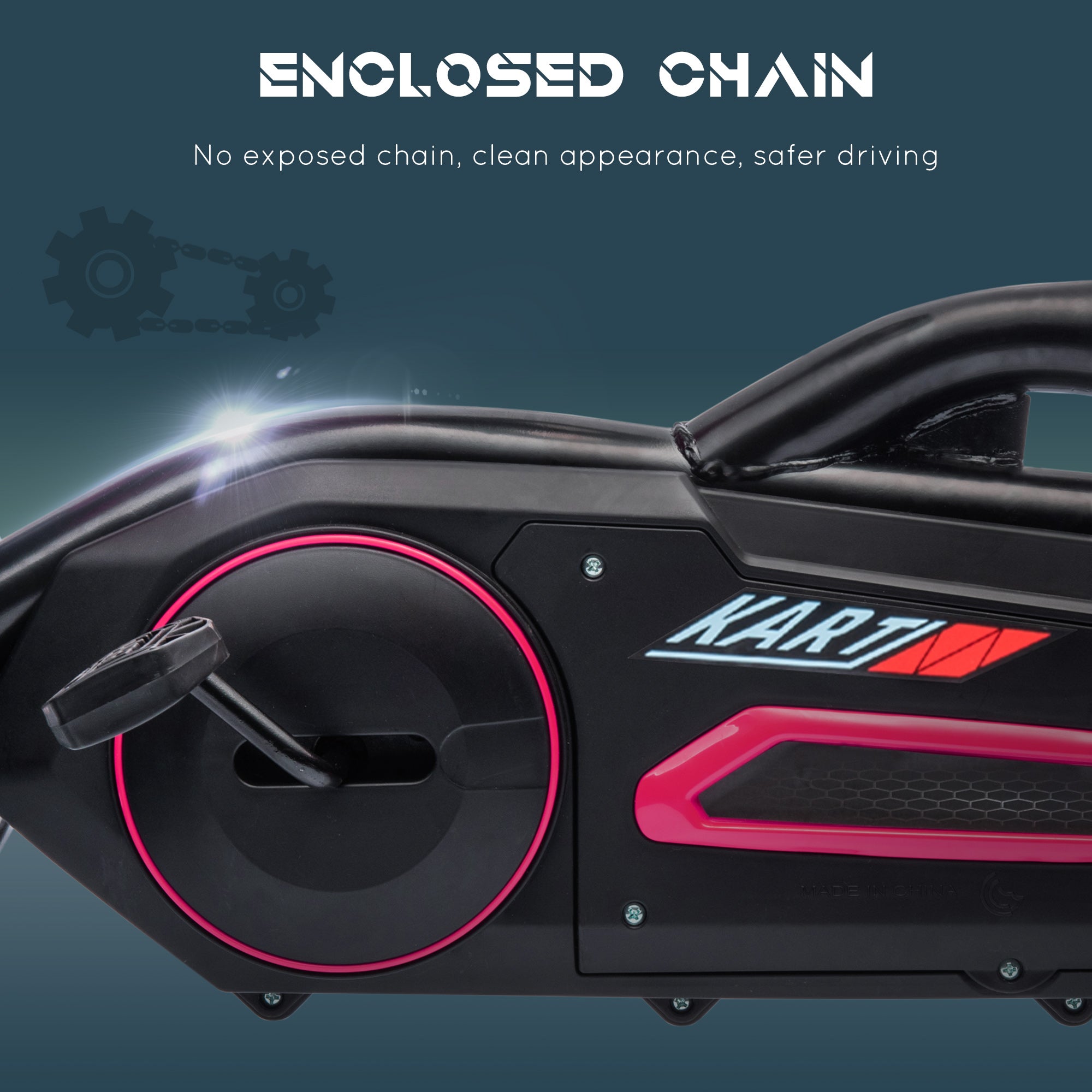 Kids Pedal Go Kart, with Adjustable Seat, EVA Wheels, Seat, Handbrake - Pink