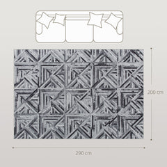 Fynco - Modern Area Rug, Triangle Pattern Non-Slip Washable Rug, Chenille Floor Carpet for Living Room, Bedroom, Dining Room, Home Office, 290 x 200 cm, Black