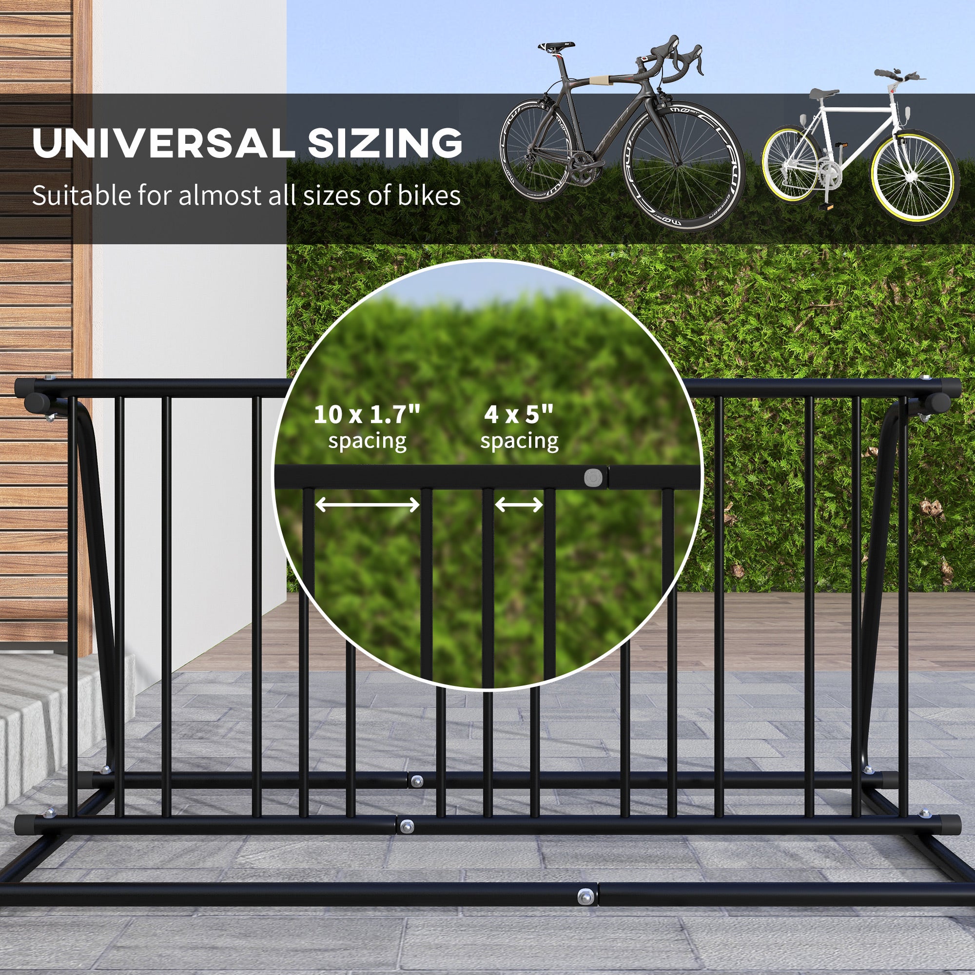 Bike Stand, Double-sided Bike Rack Floor Stand for 6 Bicycles, Kids/Mountain/Road Bikes Garage Indoor Outdoor Use