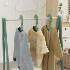 AIYAPLAY Baby Clothing Rack with Hangers, Storage Shelf for Bedroom, Leaf Theme, for Ages 3-6, Green