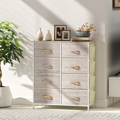 Chest of Eight Fabric Drawers - Natural Wood Finish
