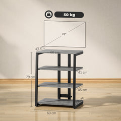 HiFi Stand, with Four Storage Shelves - Dark Grey