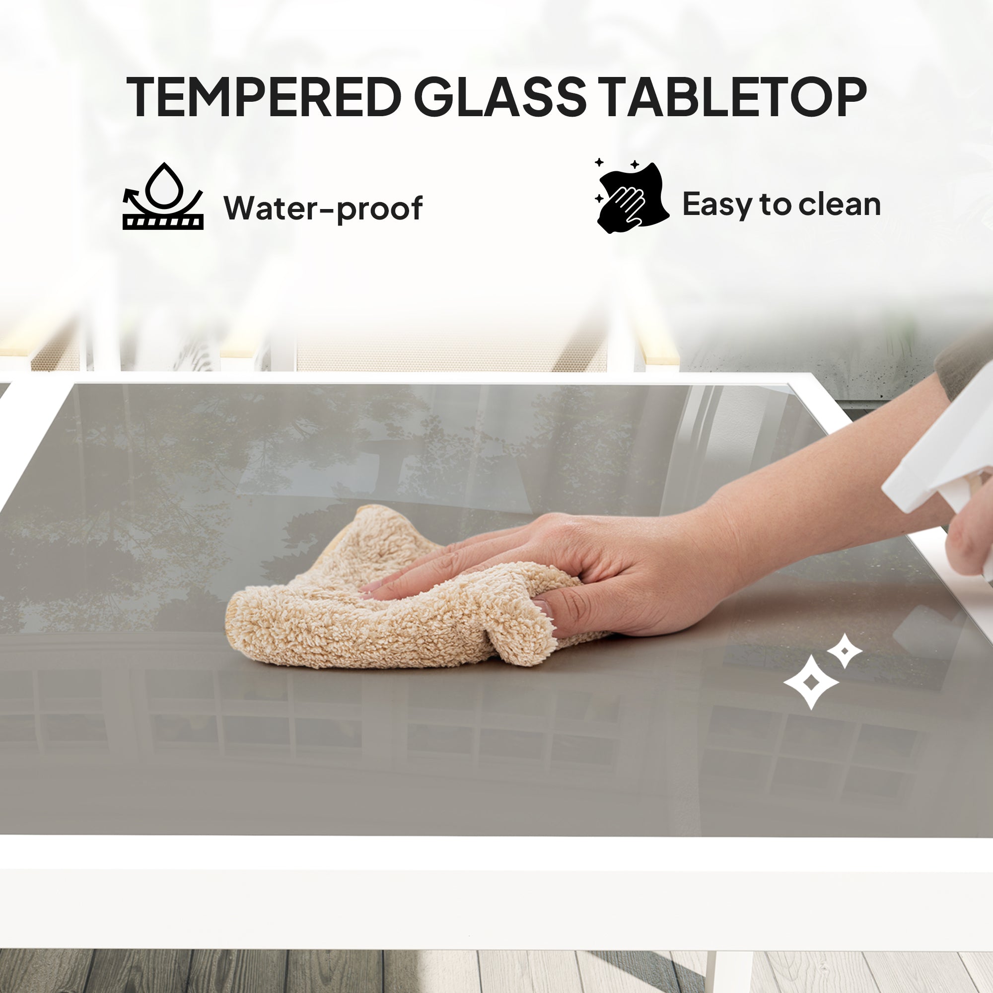 5 Piece Garden Furniture Set with 4 Armchairs and Tempered Glass Table Top, for Deck, Balcony