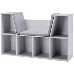 Kids Bookcase Shelf Storage Cabinet Unit, Living Room Sideboard w/ Six Compartments for Toys, Books - Grey