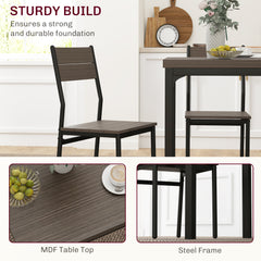 Three-Piece Minimal and Compact Dining Set, Grey Wood Grain
