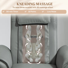 Recliner Armchair with 3D Kneading Massage, Breathable Leather Recliner Chair with Back Massager and Headrest, Electric Reclining Chair with Footrest, Remote, USB Port, Side Pockets for Home