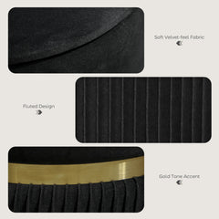 Fynco - Velvet-Feel Storage Ottoman - Black