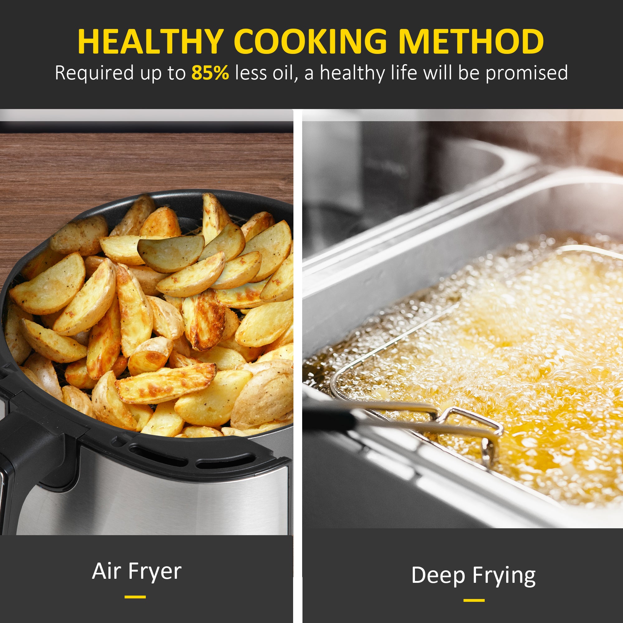 4.5L Air Fryer, 8-in-1 Digital Air Fryer Oven with Rapid Air Circulation, Temp Control & Timer, Non-stick Basket, Oil-Free Cook, 1500W, Black