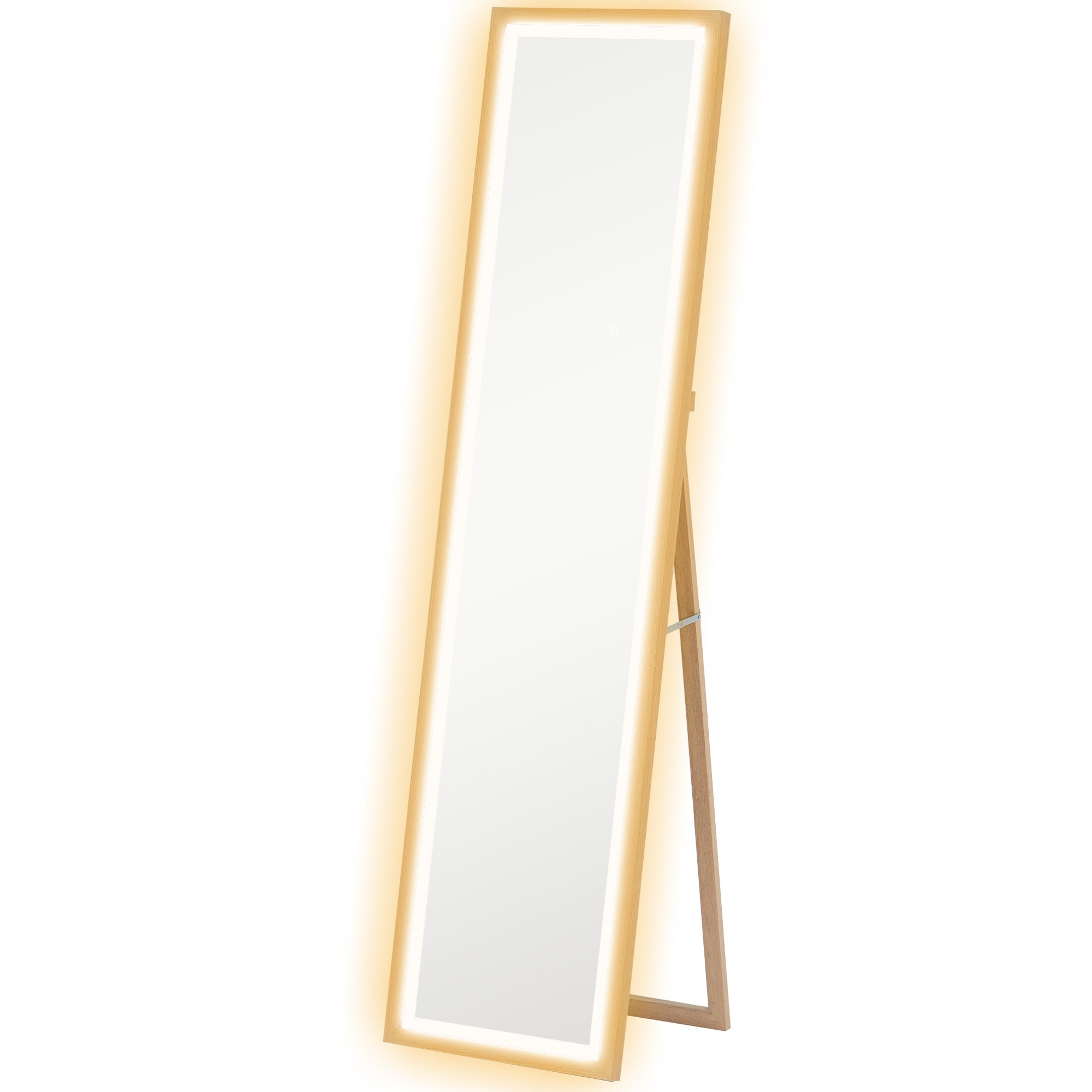 Full Length Mirror, with Adjustable Outer Light, Oak